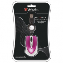 Miš za PC 3tipke optički Mini travel Verbatim 49021 roze blister