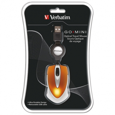 Miš za PC 3tipke optički Mini travel Verbatim 49023 narandžasti blister