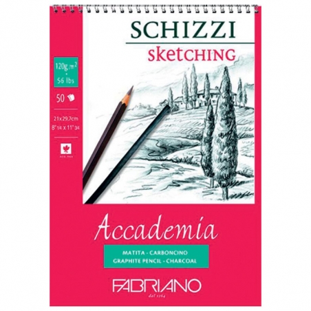 Blok accademia schizzi sketching spirala 14,8x21cm 50L 120g Fabriano 44121421