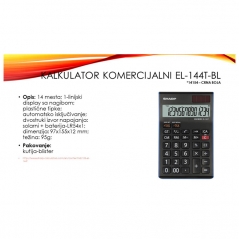 Kalkulator komercijalni 14 mesta Sharp EL-144T-BL crni blister