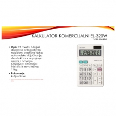 Kalkulator komercijalni 12 mesta Sharp EL-320W beli blister