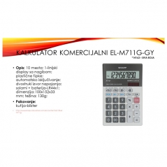 Kalkulator komercijalni 10 mesta Sharp EL-M711G-GY sivi blister