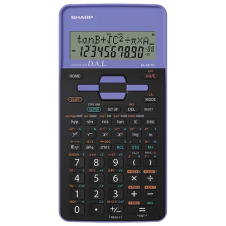Kalkulator tehnički 10 mesta 273 funkcije Sharp EL-531THB-VL crno ljubičasti blister