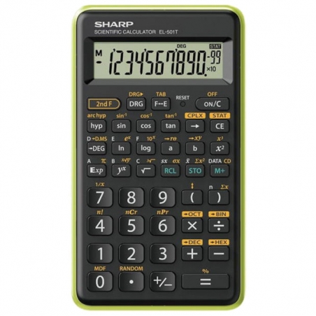 Kalkulator tehnički 10+2mesta 146 funkcija Sharp EL-501TB-GR crno zeleni blister