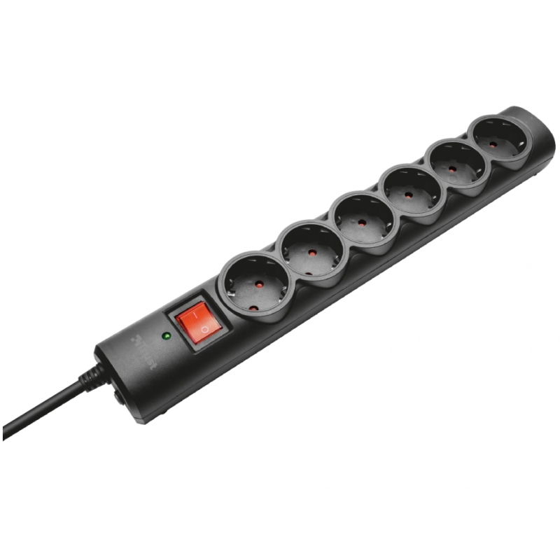 Strujni kabel TRUST Surge Protector 6 mesta/1.8m/crna