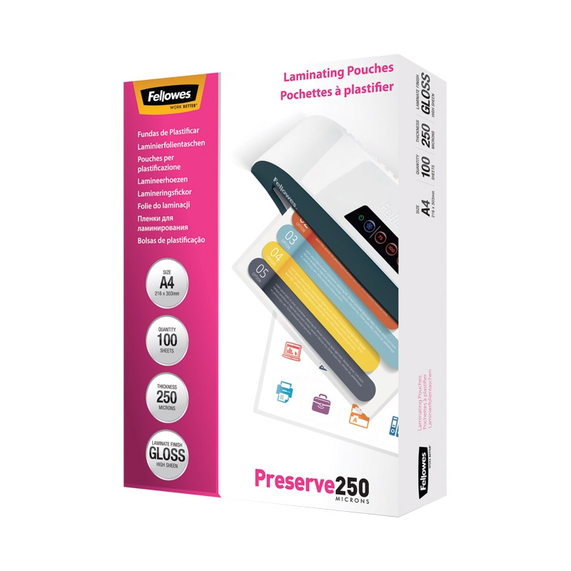 Folija za plastificiranje 250my A4 sjajna pk100 Fellowes 5401802