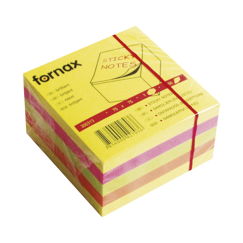 Blok samolepljiv kocka 75x75mm 450L Fornax neon-4boje