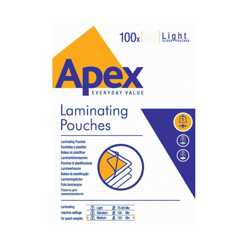 Folija za plastificiranje  80my A3 sjajna pk100 Apex Fellowes 6001901