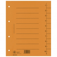 Pregrada kartonska A4 brojevi 1-10 250g pk100 Donau 8610001-12 narandžasta