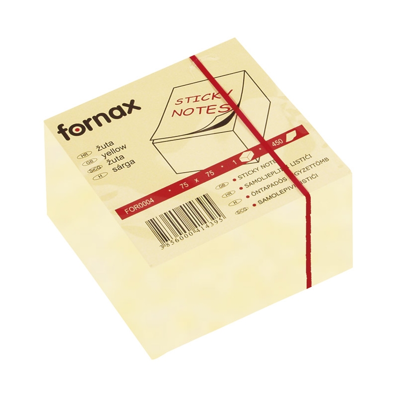 Blok samolepljiv kocka 75x75mm 450L Fornax žuti