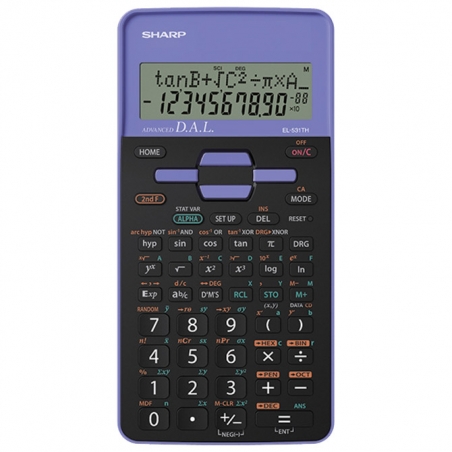 Kalkulator tehnički 10 mesta 273 funkcije Sharp EL-531THB-VL crno ljubičasti blister