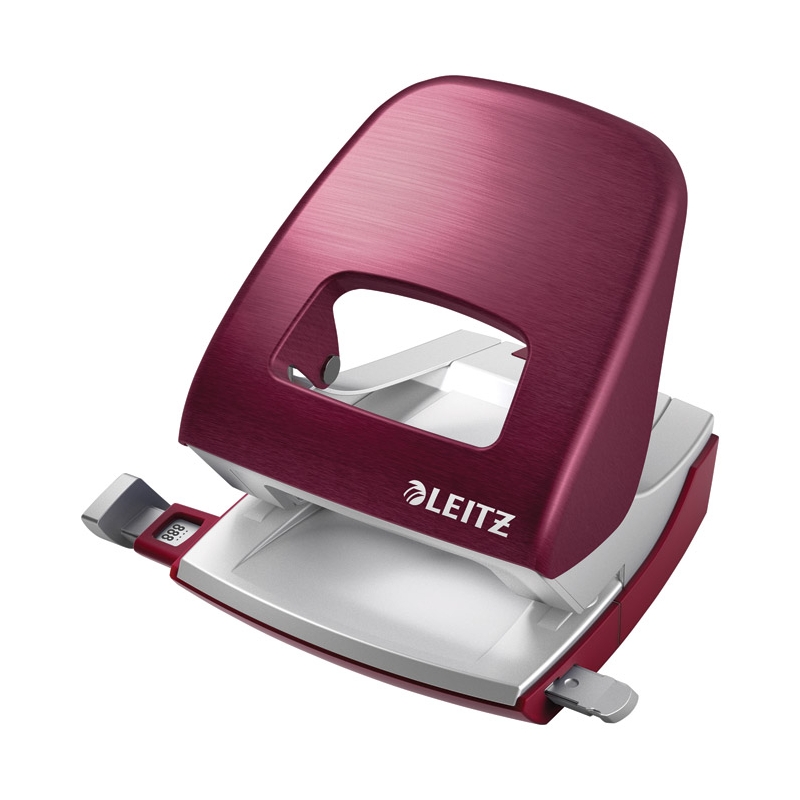 Bušač 2 rupe do  30 listova Metal Style Leitz 50060128 crveni (garnet)