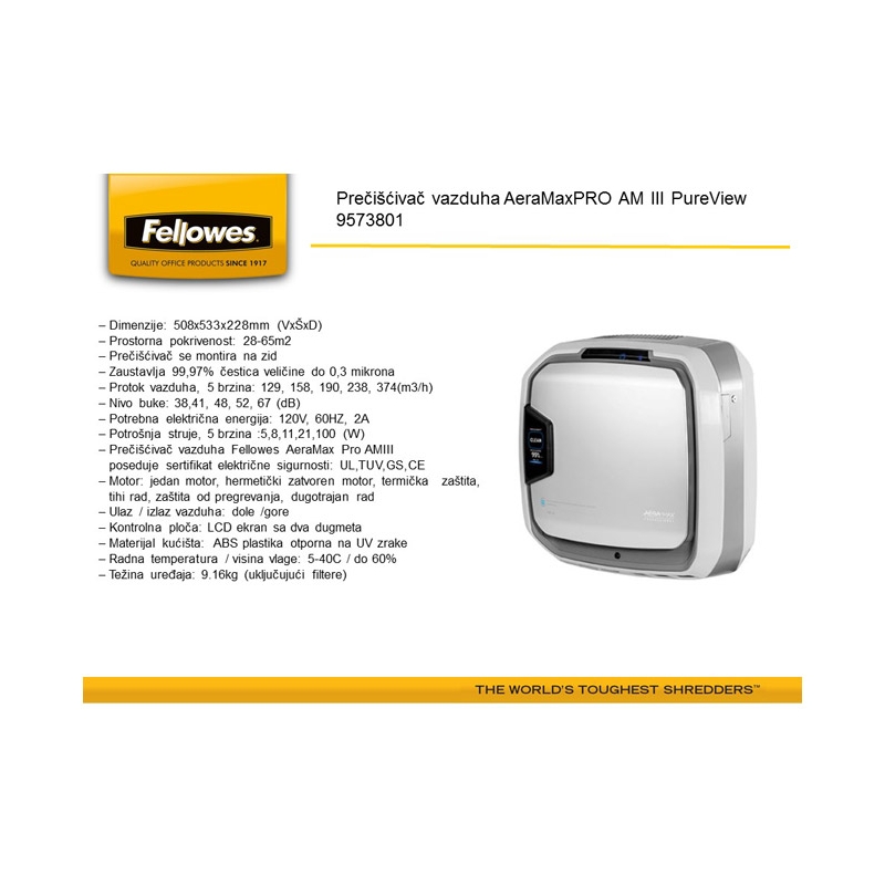 Pročišćivač vazduha AeraMaxPRO AM III PureView Fellowes 9573801
