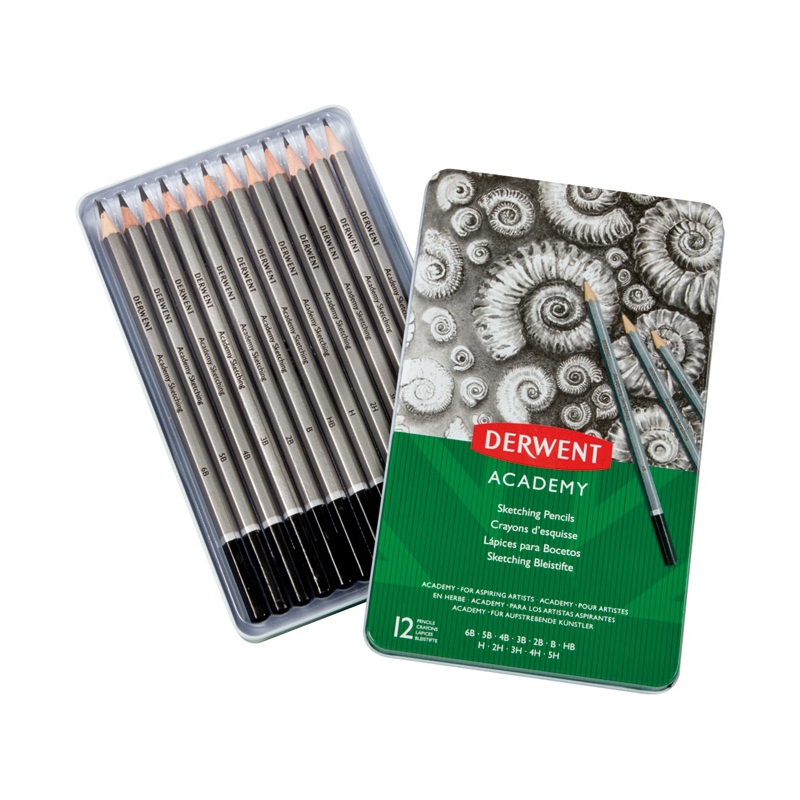 Olovka grafitna 5H-6B u metalnoj kutiji  Academy pk12 Derwent 2301946