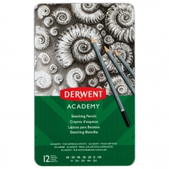 Olovka grafitna 5H-6B u metalnoj kutiji  Academy pk12 Derwent 2301946 blister