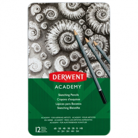 Olovka grafitna 5H-6B u metalnoj kutiji  Academy pk12 Derwent 2301946