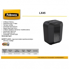 Uništivač dokumentacije (konfete) LX45 Fellowes 4400501 crni