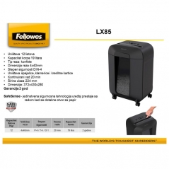 Uništivač dokumentacije (konfete) LX85 Fellowes 4400801 crni