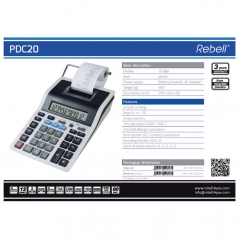 Računska mašina 12mesta bez adaptera Rebell RE-PDC20 WB bela