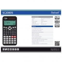 Kalkulator tehnički rezolucije 31x96 tačaka 417 funkcija Rebell RE-SC2080S BX crni