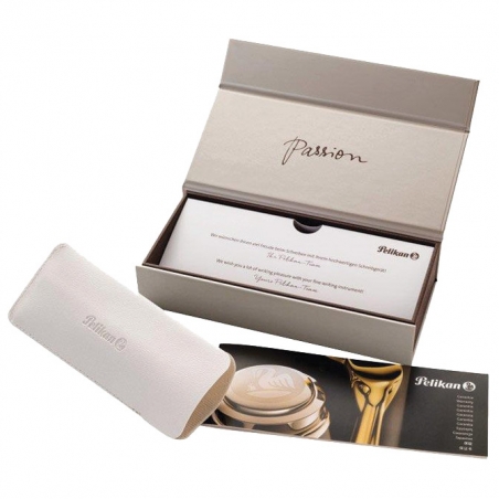 Olovka hemijska Souveran K605+kožna bela futrola+poklon kutija G30 Pelikan 819336 kornjača-crna