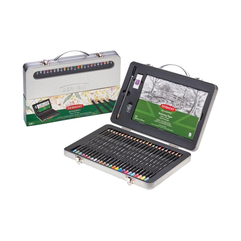 Set u koferu Boje drvene 25boja+gumica+rezač+blok Academy Derwent 2305951