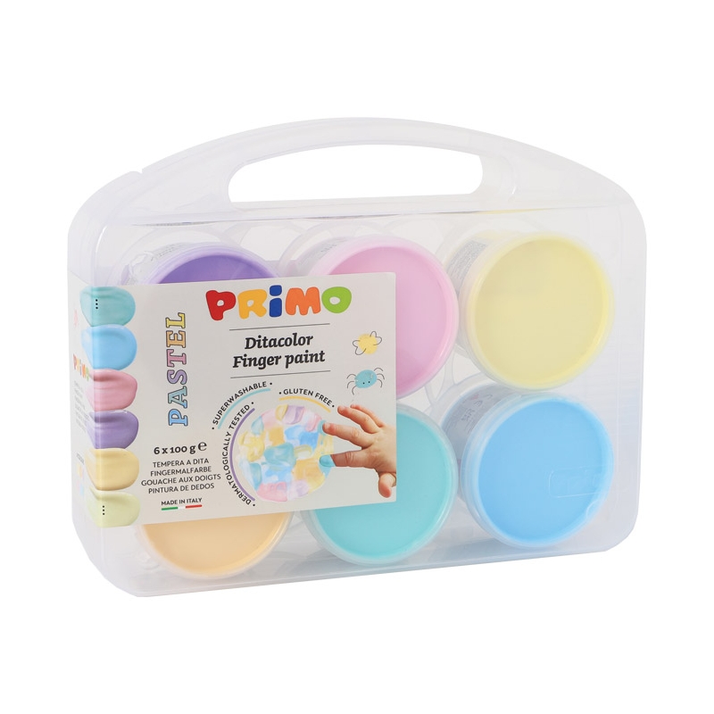 Boja tempera za prste Pastel 100ml x 6boja (čaša) u pp kutiji Primo CMP 2212TD6PAST