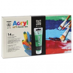 Boja akrilna  75ml pvc tuba 8boja+5četkica+platno 14x22cm u kutiji CMP 4201BOX3