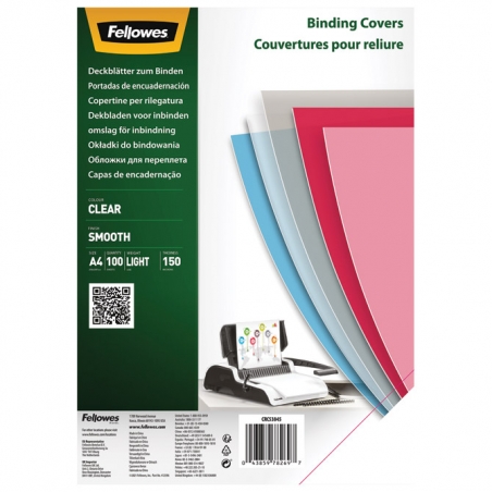 Korice za spiralno koričenje PET 150my pvc A4 pk100 Fellowes 5384501 providne