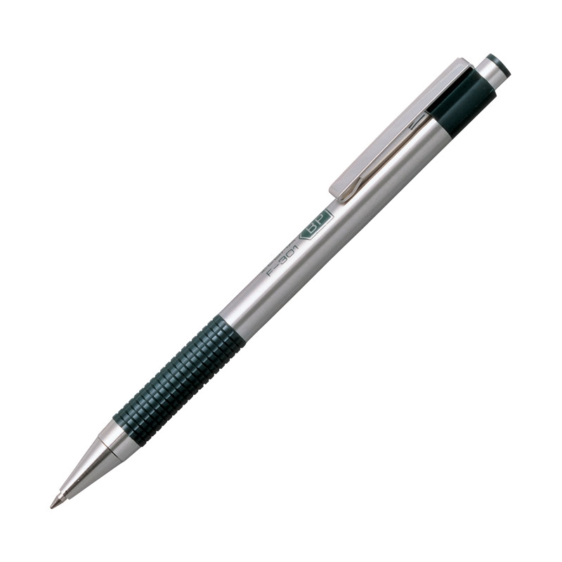 Olovka hemijska 0,7mm sa rebrastim gripom F-301 Zebra EF301GN srebrno-zelena