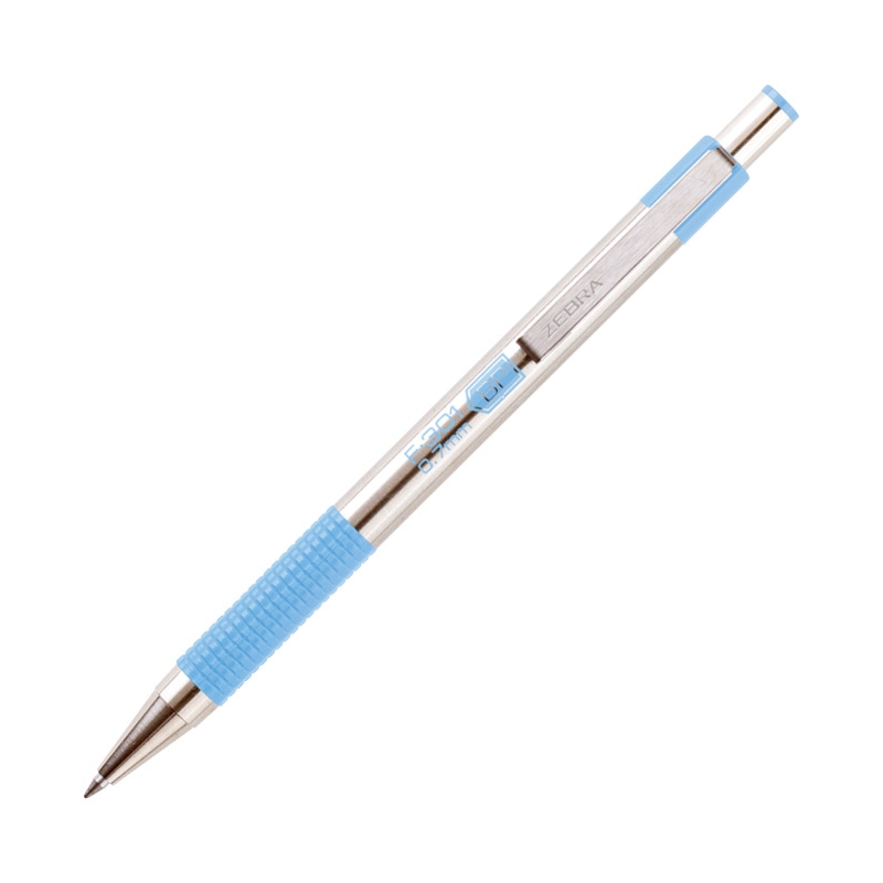 Olovka hemijska 0,7mm sa rebrastim gripom F-301 Pastel Zebra 90702 srebrno-pastelno plava