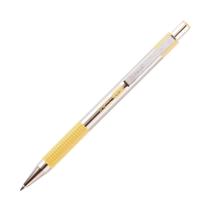 Olovka hemijska 0,7mm sa rebrastim gripom F-301 Pastel Zebra 90705 srebrno-pastelno žuta
