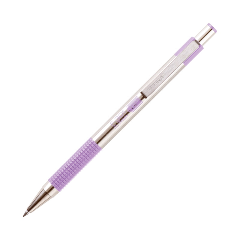 Olovka hemijska 0,7mm sa rebrastim gripom F-301 Pastel Zebra 90708 srebrno-pastelno ljubičasta