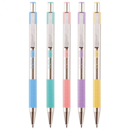 Olovka hemijska 0,7mm sa rebrastim gripom F-301 Pastel Zebra 90708 srebrno-pastelno ljubičasta