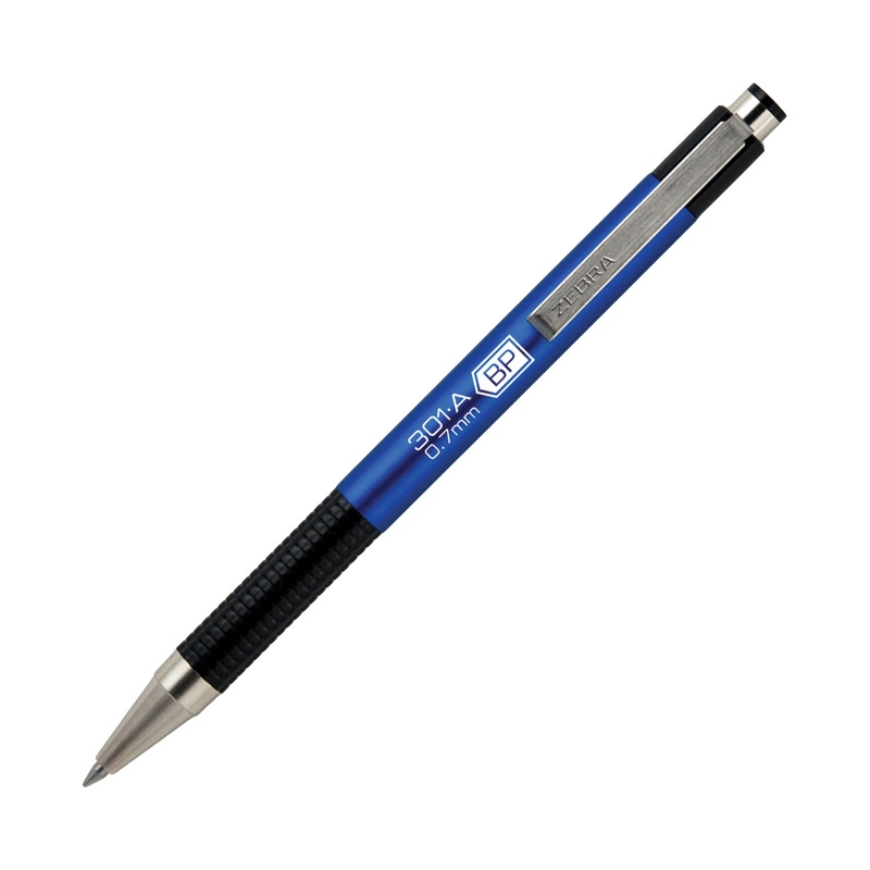 Olovka hemijska 0,7mm sa rebrastim gripom 301A Zebra 26342 metalik plava-crna