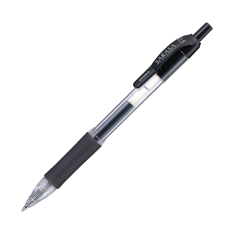 Olovka hemijska 0,5mm gel sa gumenim gripom (uložak crni) Sarasa Retractable Zebra 46710 crna
