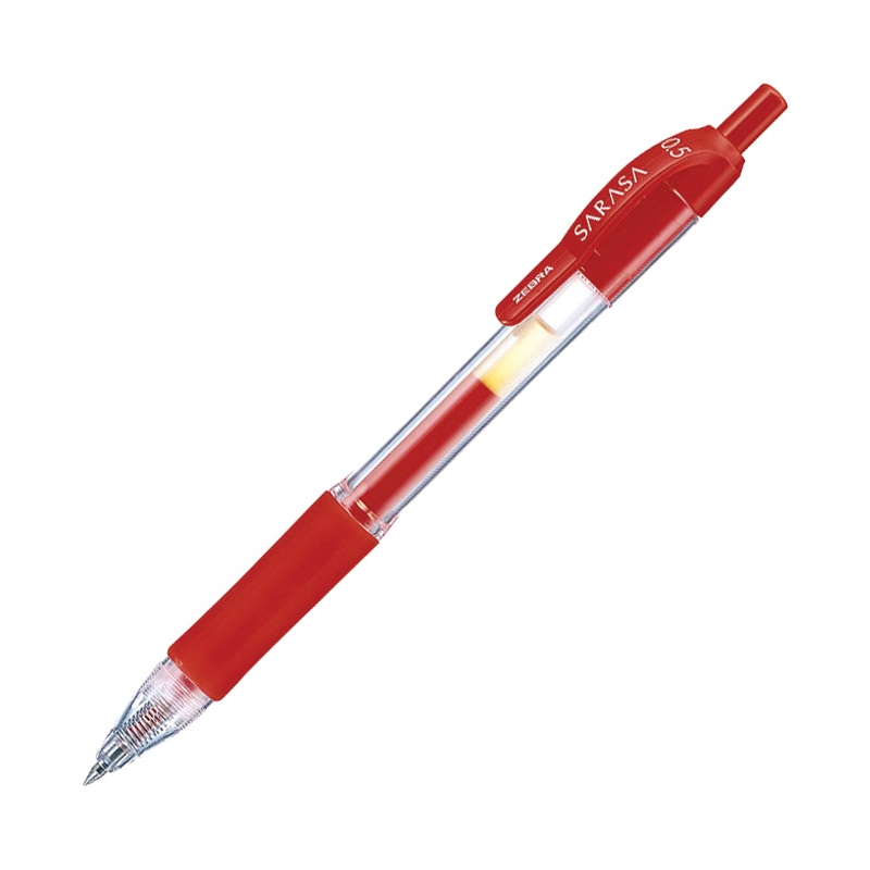 Olovka hemijska 0,5mm gel sa gumenim gripom (uložak crveni) Sarasa Retractable Zebra 46730 crvena