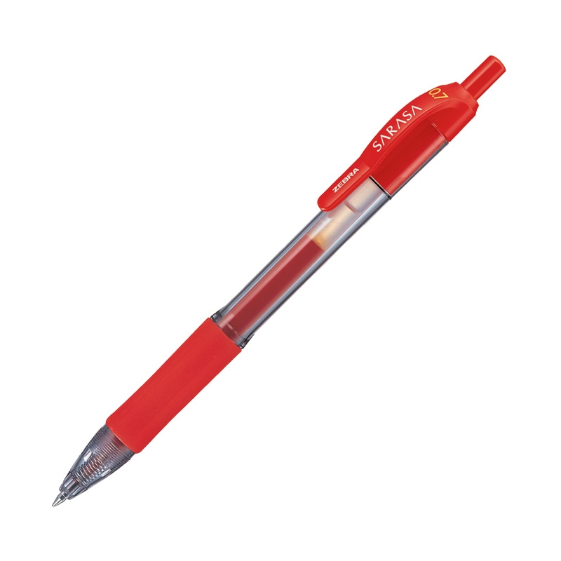 Olovka hemijska 0,7mm gel sa gumenim gripom (uložak crveni) Sarasa Retractable Zebra 46830 crvena