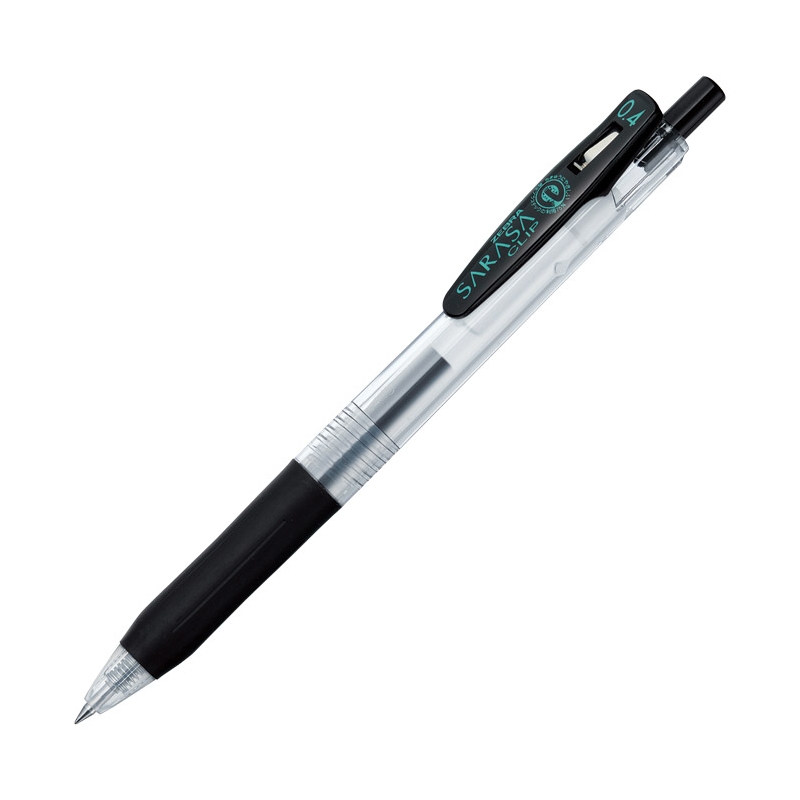 Olovka hemijska 0,4mm gel sa gumenim gripom (uložak crni) Sarasa Clip Zebra 14301 crna