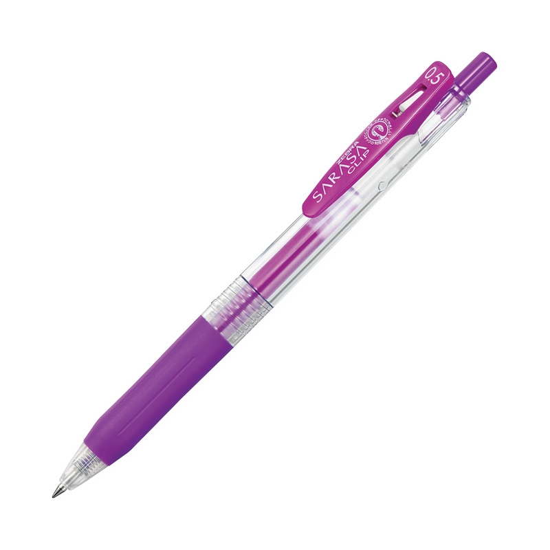Olovka hemijska 0,5mm gel sa gumenim gripom (uložak ljubičasti) Sarasa Clip Zebra 35138 ljubičasta