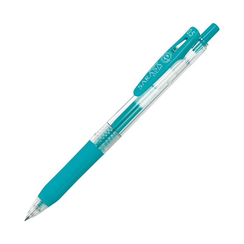Olovka hemijska 0,5mm gel sa gumenim gripom (uložak tirkizni) Sarasa Clip Zebra 45132 tirkizna