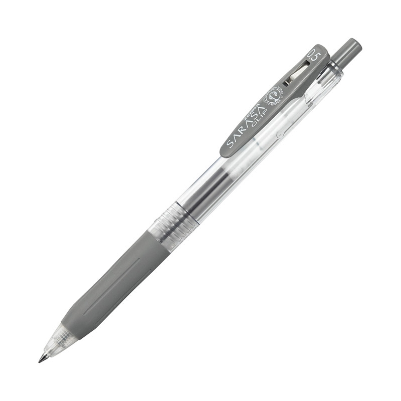 Olovka hemijska 0,5mm gel sa gumenim gripom (uložak sivi) Sarasa Clip Zebra 35131 siva