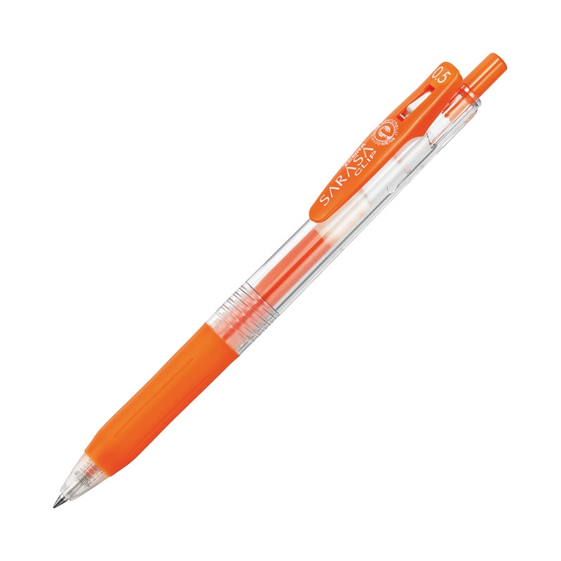 Olovka hemijska 0,5mm gel sa gumenim gripom (uložak tamno narandžasti) Sarasa Clip Zebra 35133 tamno narandžasta