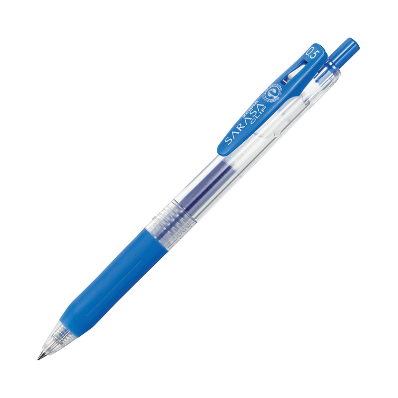 Olovka hemijska 0,5mm gel sa gumenim gripom (uložak svetlo plavi) Sarasa Clip Zebra 14316 svetlo plava