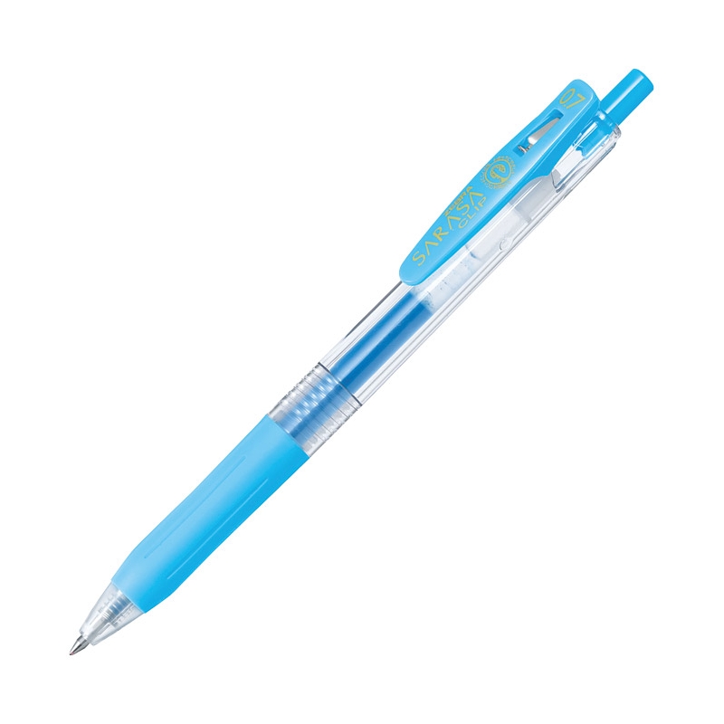 Olovka hemijska 0,5mm gel sa gumenim gripom (uložak pastelno plavi) Sarasa Clip Zebra 14318 pastelno plava