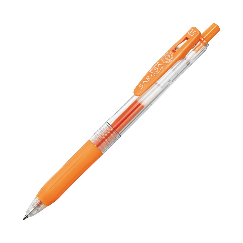 Olovka hemijska 0,5mm gel sa gumenim gripom (uložak narandžasti) Sarasa Clip Zebra 14319 narandžasta