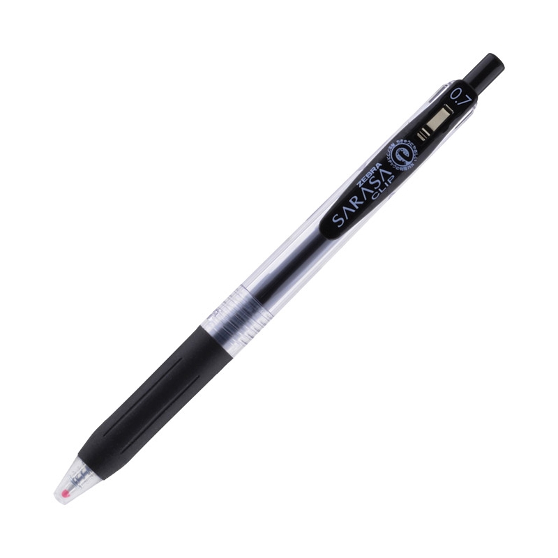 Olovka hemijska 0,7mm gel sa gumenim gripom (uložak crni) Sarasa Clip Zebra 14321 crna
