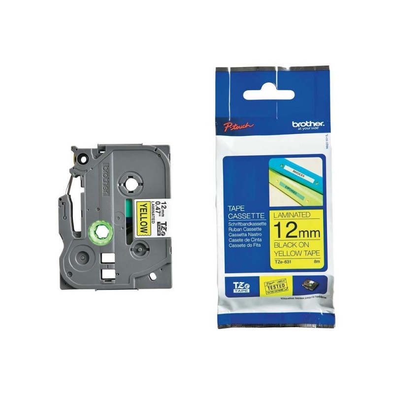 Traka TZe-631 crna na žuto 12mm