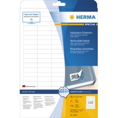 Etikete 38X12,7 A4/110 1/25 removable Herma