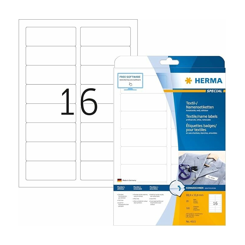 ID etikete 88,9X33,8  A4/16 1/20, bela Herma